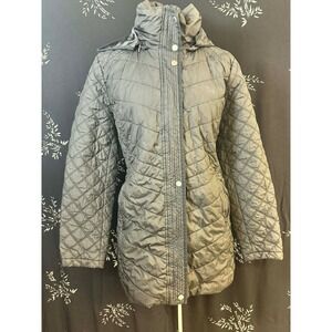 Marc New York Andrew Marc Quilted Puffer Jacket Hooded Grey Womens XL XL-16900
